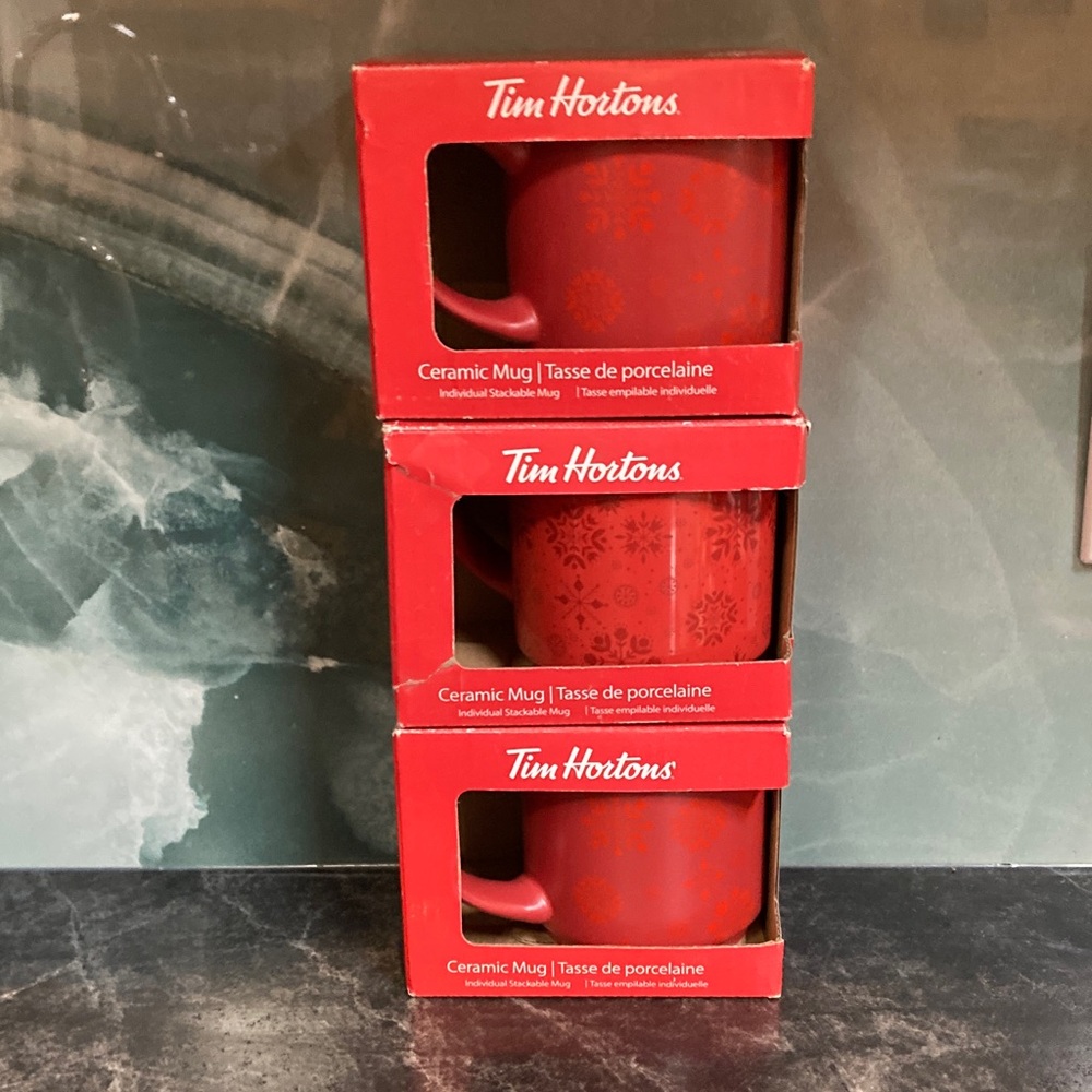 SOLD⭐️Christmas Tim Hortons Red Ceramic Mug - Picture 1 of 5